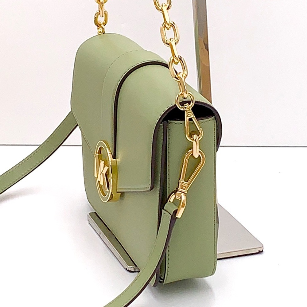 MICHAEL KORS CARMEN MEDIUM CONVERTIBLE SHOULDER BAG LIGHT SAGE COLOR - Picture 7 of 15